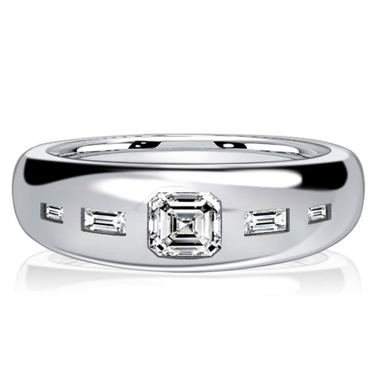 Italo Five Stone Asscher Cut Baguette Wedding Band For Women