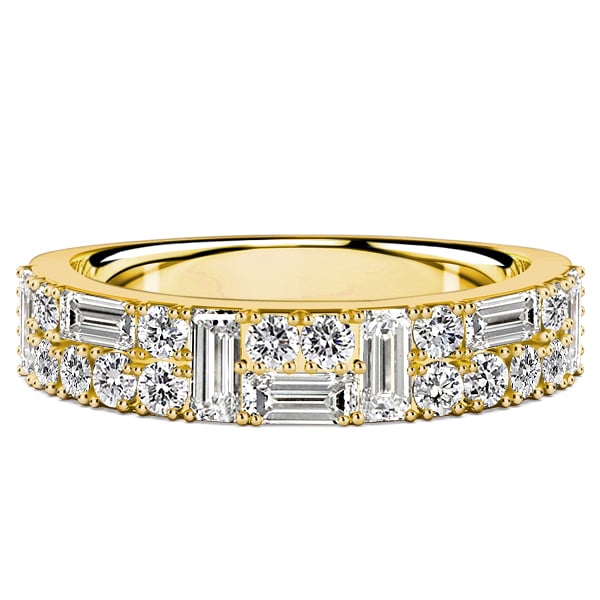 Italo Thin White Sapphire Round & Baguette Cut Half Eternity Band