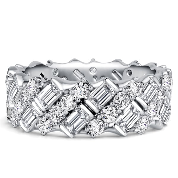Italo Round & Emerlad Cut Eternity Band For Women Anniversary Rings
