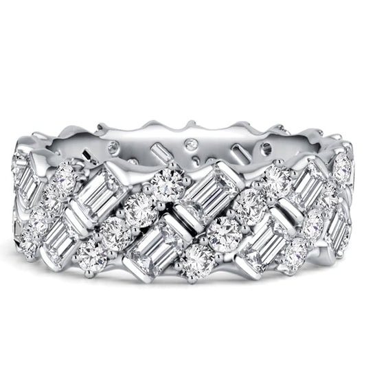 Italo Round & Emerlad Cut Eternity Band For Women Anniversary Rings