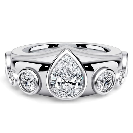Italo Bezel Setting Pear & Round Cut Half Eternity Band For Women