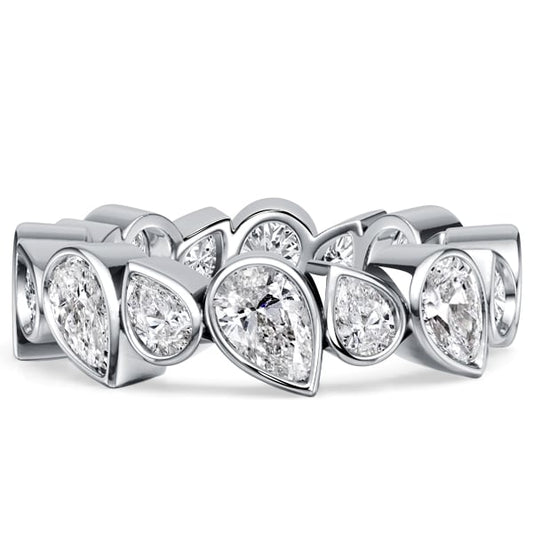 Italo Bezel Setting Pear Cut Eternity Wedding Band For Women