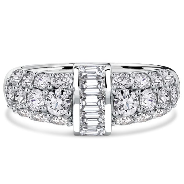 Italo Unique Channel Set Emerald & Round Cut Anniversary Band Ring