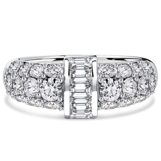 Italo Unique Channel Set Emerald & Round Cut Anniversary Band Ring