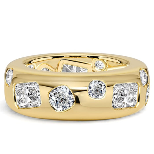 Italo Flush Setting Cushion & Radiant Cut Eternity Band For Women