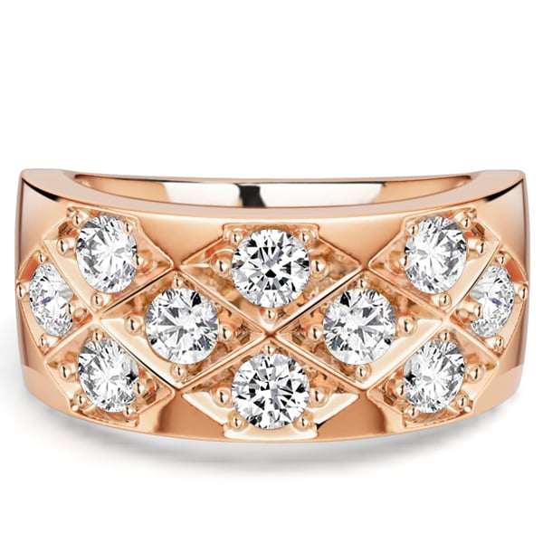 Italo Rose Gold 3 MM Round Cut Half Eternity Band For Women Vortex Ring