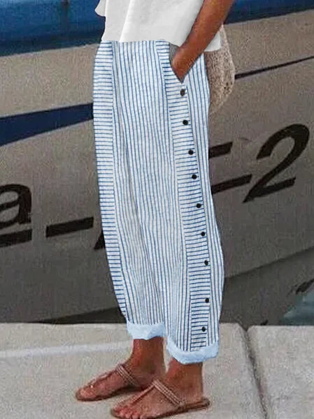 Women Striped Ankle Pants Pants Casual Spring/Fall Trousers