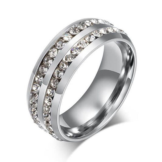 Two Row Titanium Steel Men's Wedding Band
