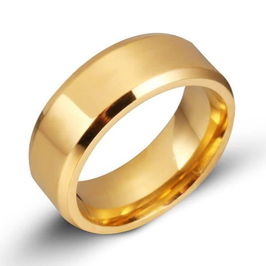 Classic Glaze Yellow Gold Titanium Steel Men's Wedding Band