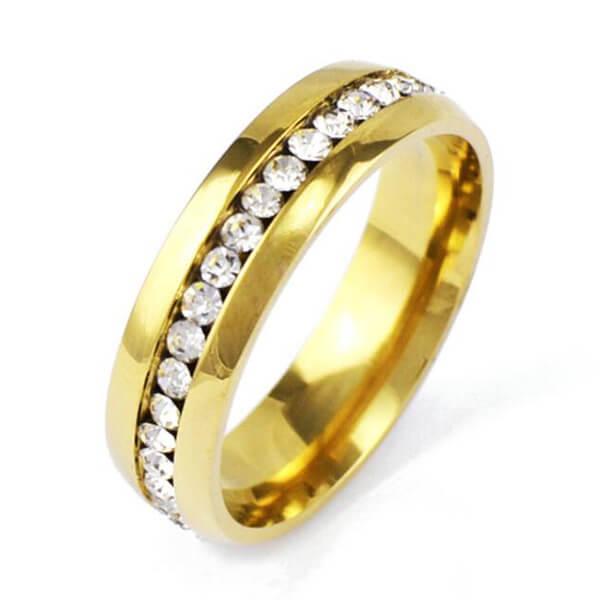 Classic Single Row Golden Titanium Steel Men's Wedding Band