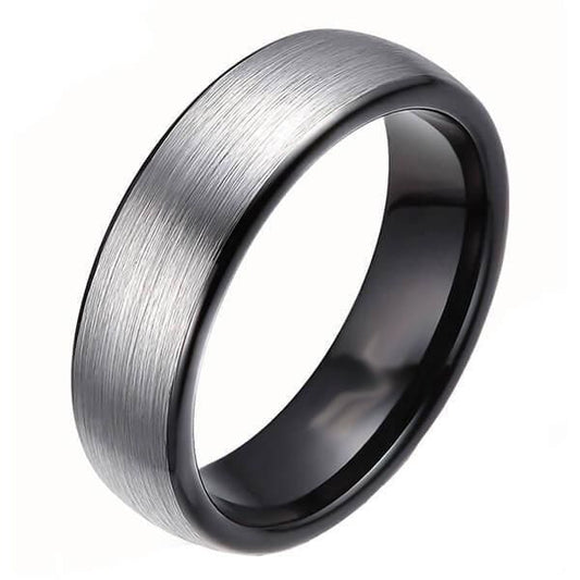 Two Tone Black & White Tungsten Steel Men's Wedding Band