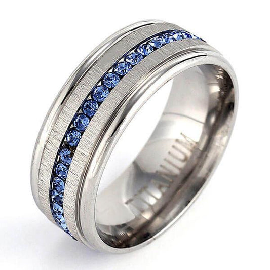 Italo Men's Ring Eternity Band For Men WIth Created Blue Sapphire