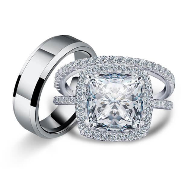 Italo Halo Cushion Trio Matching Wedding Set