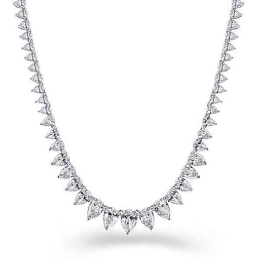 Italo Pear Design Created White Sapphire Tennis Necklace