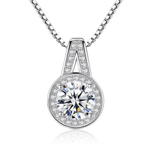 Italo Split Shank Created White Sapphire Pendant Necklace