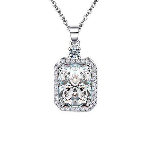 Classic Halo Created White Sapphire Pendant Necklace