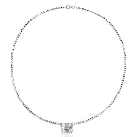 Classic Baguette Cut Tennis Pendant Necklace