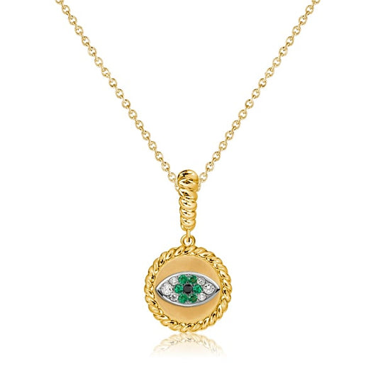 Italo Emerald Evil Eye Necklace For Women Golden Necklace