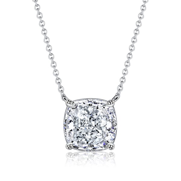 Italo Cushion Cut White Pendant Necklace Solitaire Necklace