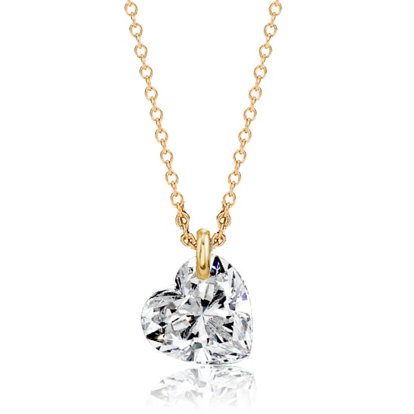 Italo White Sapphire Heart Necklace In Sterling Silver