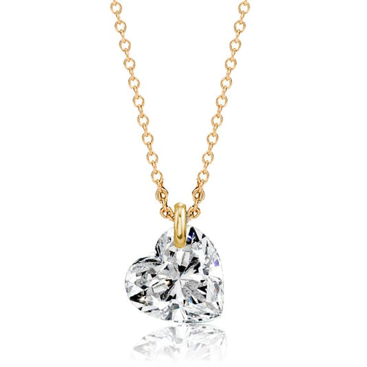 Italo White Sapphire Heart Necklace In Sterling Silver