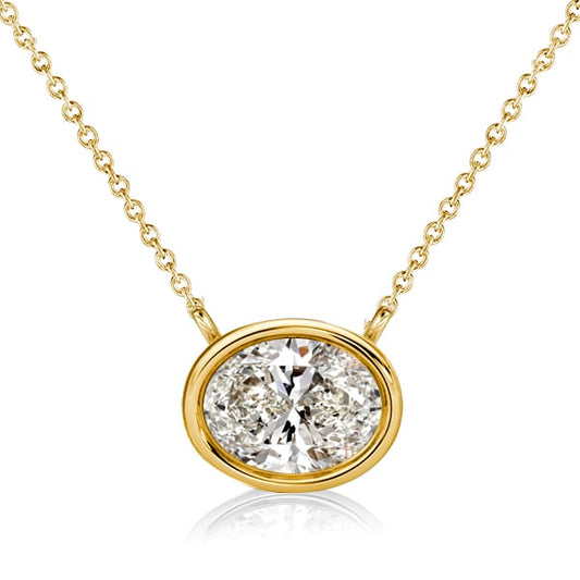Italo Bezel Setting Oval Cut Short Necklace For Women