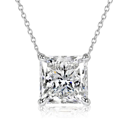 Italo Princess Cut Solitaire Pendant Necklace For Women