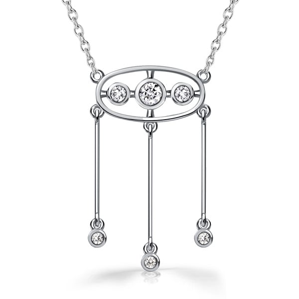 Italo Three-Drop Vintage White Sapphire Pendant Necklace