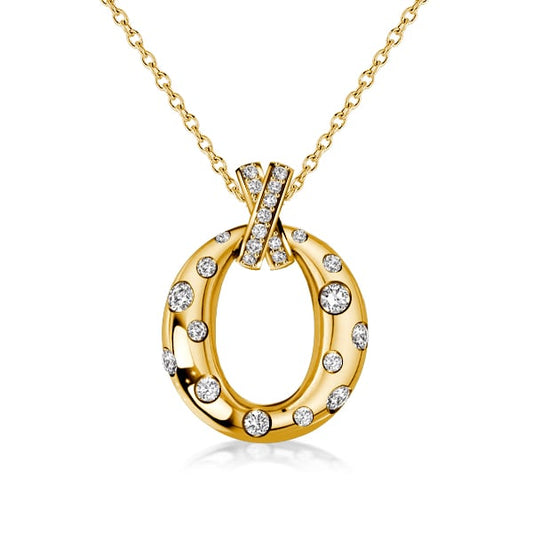 Italo Flush Setting Oval-shaped Pendant Necklace