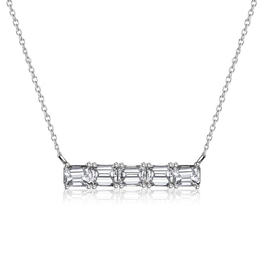 Italo Baguette Cut Necklace In Sterling Silver Bar Necklace