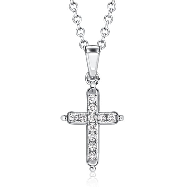 Italo White Sapphire Necklace Dainty Cross Pendant Necklace