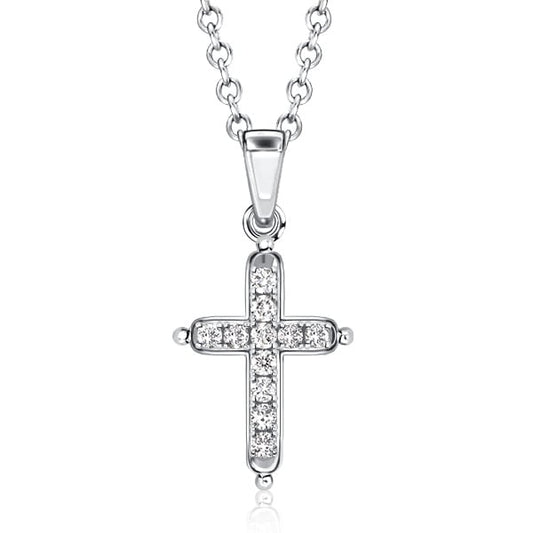 Italo White Sapphire Necklace Dainty Cross Pendant Necklace