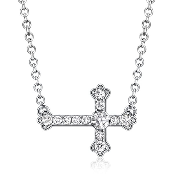 Italo White Sapphire Necklace Sideways Cross Necklace For Women