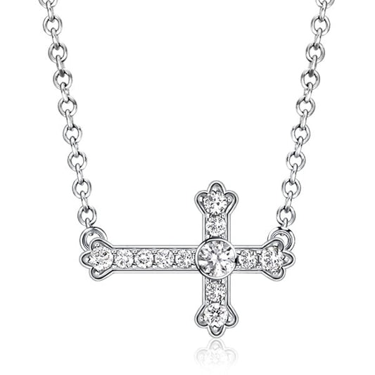 Italo White Sapphire Necklace Sideways Cross Necklace For Women
