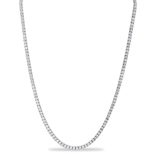 Italo 3.00 MM White Sapphire Round Cut Tennis Necklace For Women