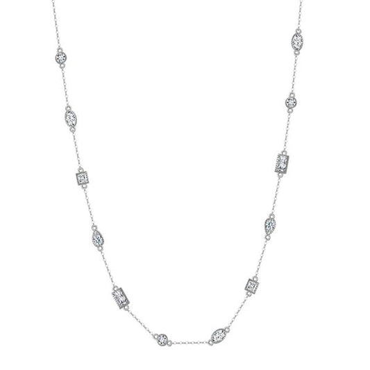 Italo Bezel Tennis Necklace Multi Cut White Sapphire Necklace