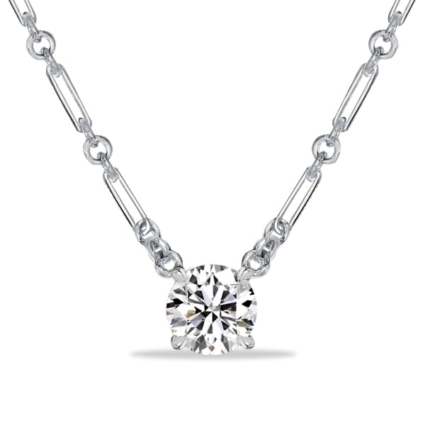 Italo Unique Chain White Sapphire Round Cut Pendant Necklace (2 CT. TW.)