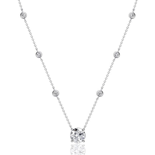 Italo Bezel Setting Round Cut Pendant Necklace For Women