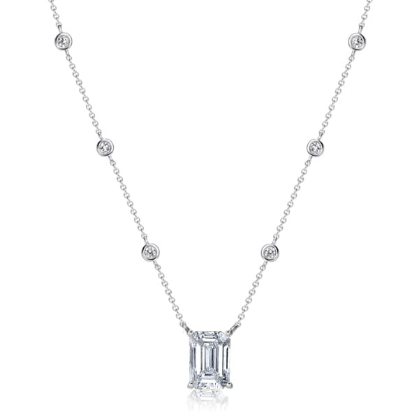 Italo Bezel Setting Emerald Cut Pendant Necklace For Women