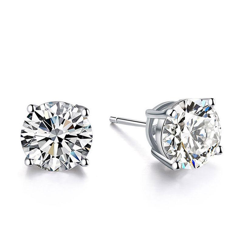 Italo Round Cut Silver Earrings Stud Earring For Women