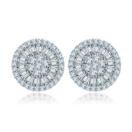 Italo Halo Disc Design Created White Sapphire Stud Earrings