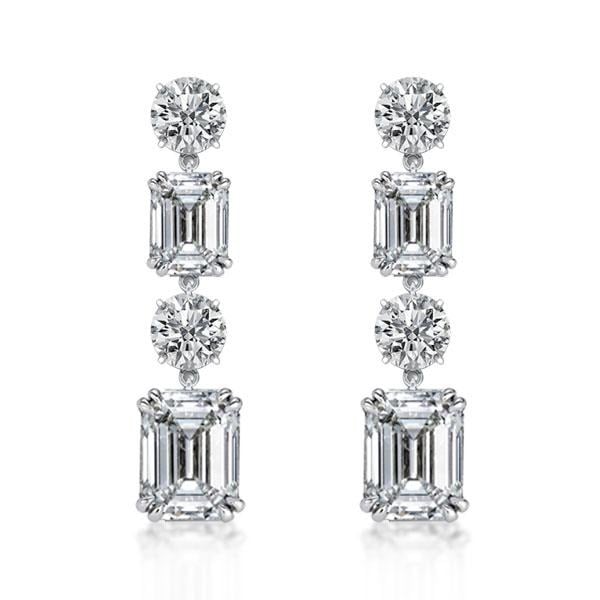 Italo Round & Emerald Cut Drop Earrings For Women