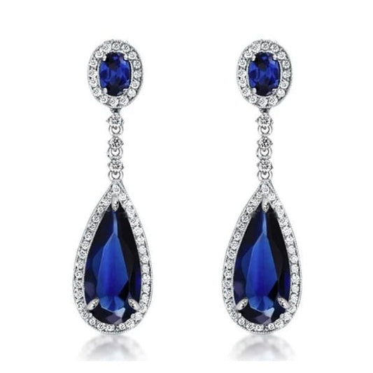 Italo Blue Sapphire Earrings Drop Earring SIlver Earrings