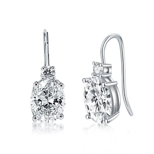Classic 4 Prong Oval & Round Drop Earrings