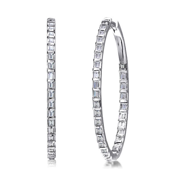 Dainty Baguette Hoop Earrings