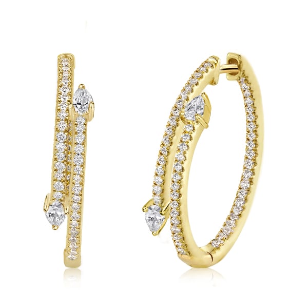 Golden Pear Cut Hoop Earrings