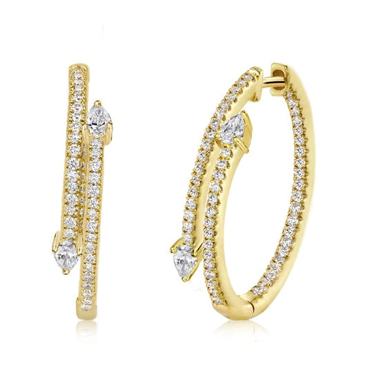 Golden Pear Cut Hoop Earrings