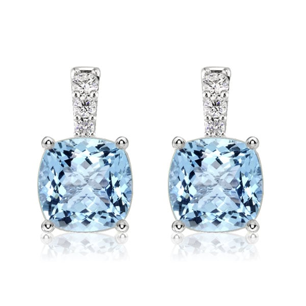 Italo Aquamarine Earrings For Women Cushion Cut Drop Earrings