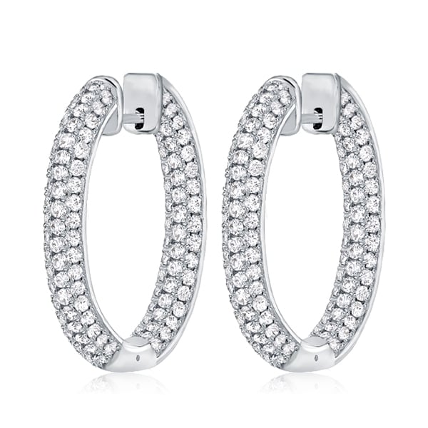 Pave Setting Sterling Silver Hoop Earrings For Women
