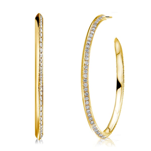 Italo Golden One Side Round Cut Hoop Earrings For Women